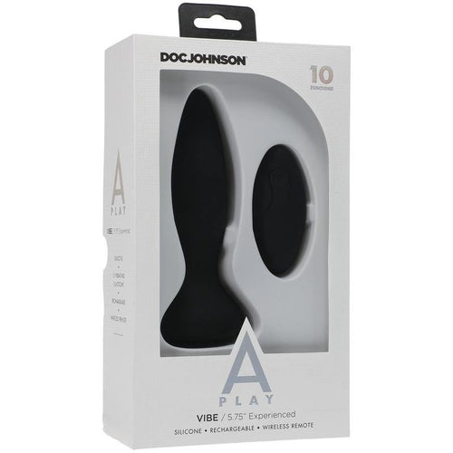 Doc Johnson A-Play Vibe Silicone Anal Plug with Remote- Beginner, Adventurous, Experienced, Thrust - A Little More Interesting